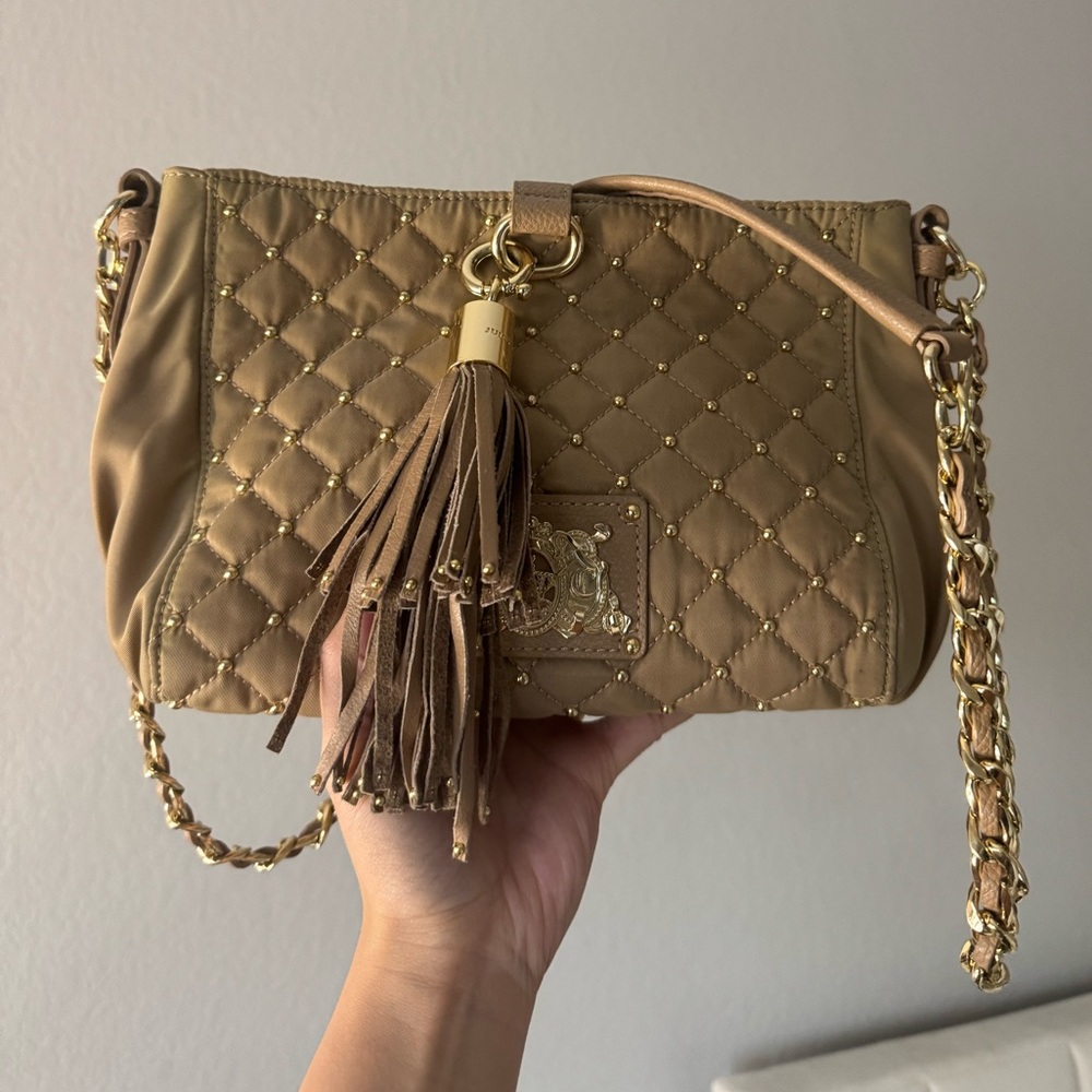 Rare Vintage Juicy Couture Tan Brown Crossbody with Tassel Y2K